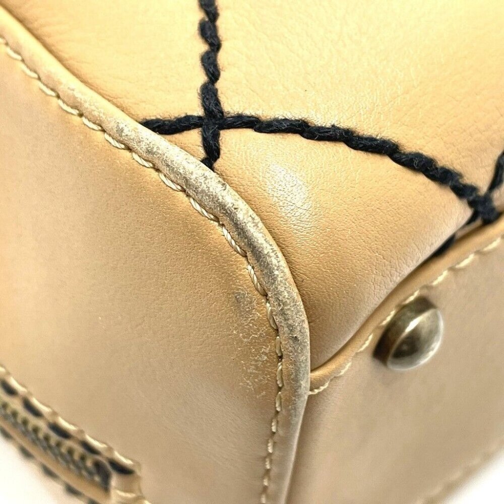 CHANEL CC Wild stitch Vintage Tote Bag Hand Bag Lambskin Leather Beige - Picture 5 of 13